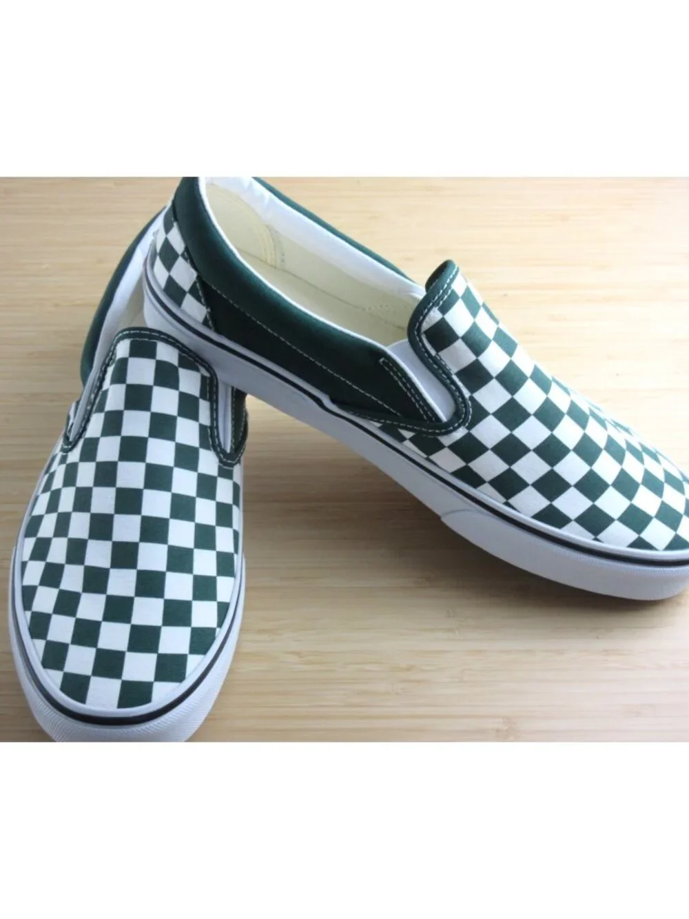 Vans Men's Classic Slip On Color Theory Checkerboard Emerald Green Shoes Size 10